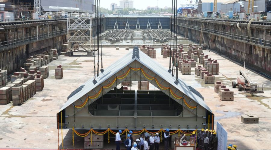 Keel Laying of India's largest dredger for Dredging Corporation of India at Cochin Shipyard Limited